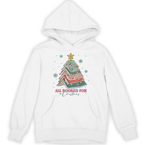 All Booked For Christmas Book Christmas Tree Lights Bookish Unisex Hoodie - Bookorys