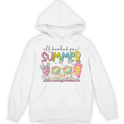 All Booked For Summer Reading Beach Floral Bookish Book Girl Unisex Hoodie - Bookorys