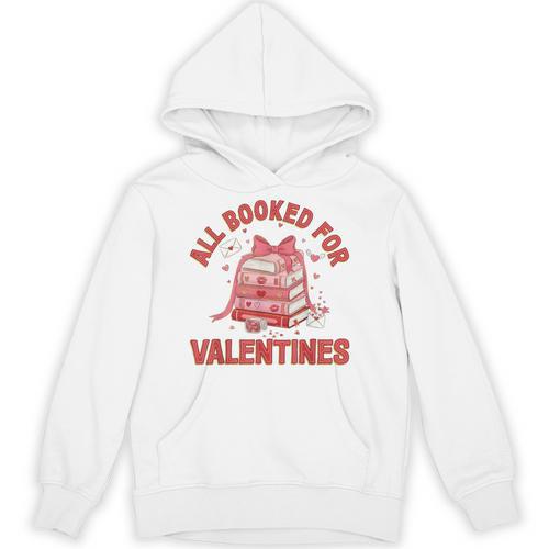All Booked For Valentines Bow Heart Book Lover Valentine Day Unisex Hoodie - Bookorys