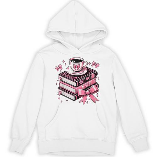 All Booked For Valentine's Teacher Coquette Bow Coffee Book Unisex Hoodie - Bookorys CA