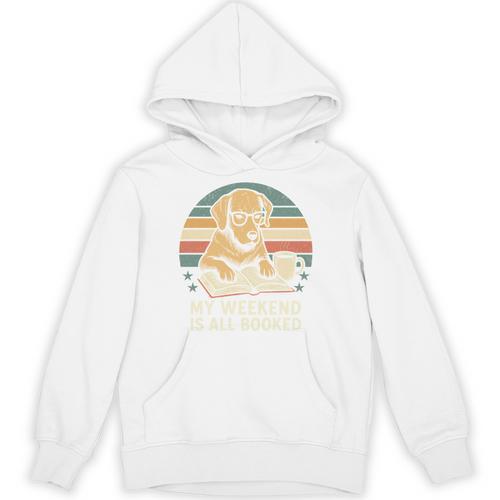 My Weekend Is All Booked Vintage Dog Reading Book Lovers Unisex Hoodie - Bookorys