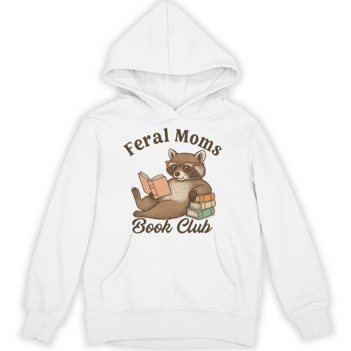 Bookish Feral Moms Book Club Raccoon Mother's Day Bookworm Unisex Hoodie - Bookorys
