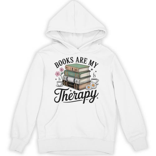 Books Are My Therapy Bookworm Reading Unisex Hoodie - Bookorys