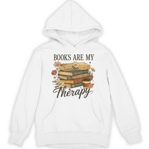 Books Are My Therapy Vintage Book Lover Daisy Art Unisex Hoodie - Bookorys UK