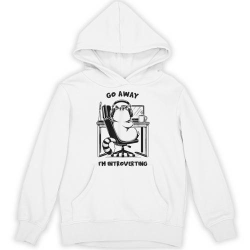 Cat With Coffee On Computer Go Away I'm Introverting Unisex Hoodie - Raresse