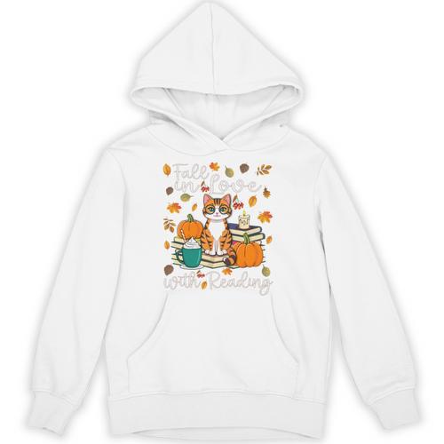 Cat Fall In Love With Reading Book Lover Autumn Unisex Hoodie - Bookorys
