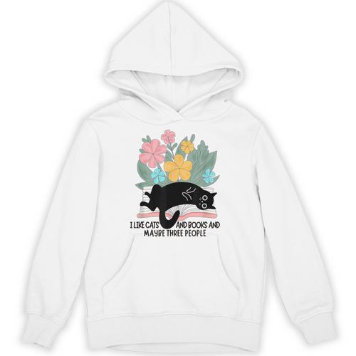 Cat Meme I Like Cats And Books And Maybe Three People Unisex Hoodie - Bookorys AU