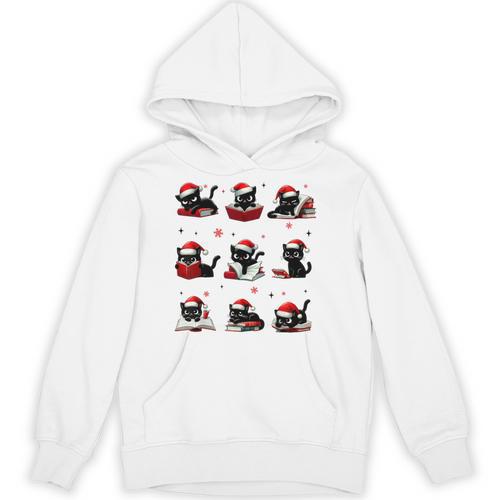 Cat Reading Books Lover Christmas Cat Lover Xmas Unisex Hoodie - Bookorys CA