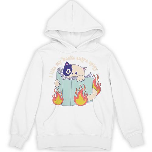 Cat Reading a Romance BookI Like My Books Extra Spicy Unisex Hoodie - Bookorys AU