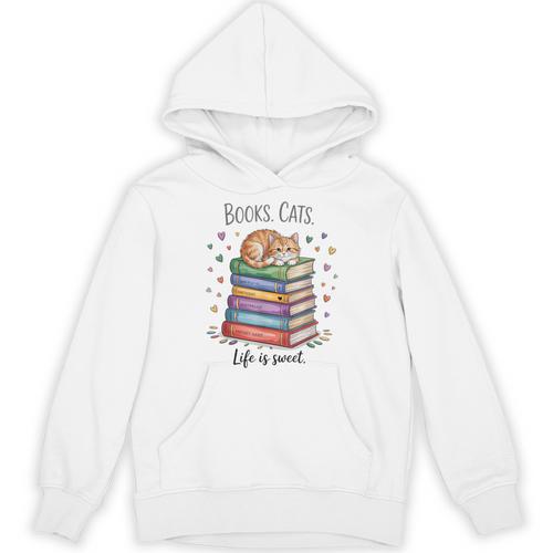 Cats Books Lover Men Women Unisex Hoodie - Bookorys AU