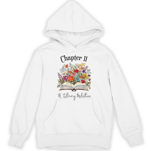 Chapter 11 Years Old 11th Birthday Wildflower Book Lover Unisex Hoodie - Bookorys CA