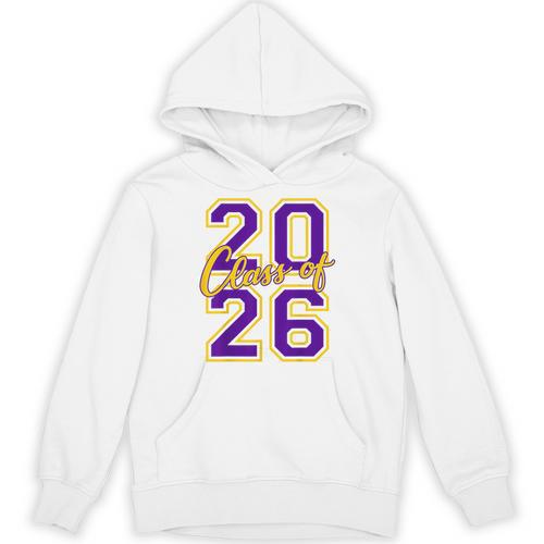 Class Of 2026 Graduation Varsity Purple And Yellow Letters Unisex Hoodie - Best Gift Smart