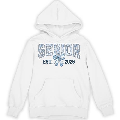 Class Of 2026 Senior 26 Coquette Bow Toile Preppy Graduation Unisex Hoodie - Best Gift Smart