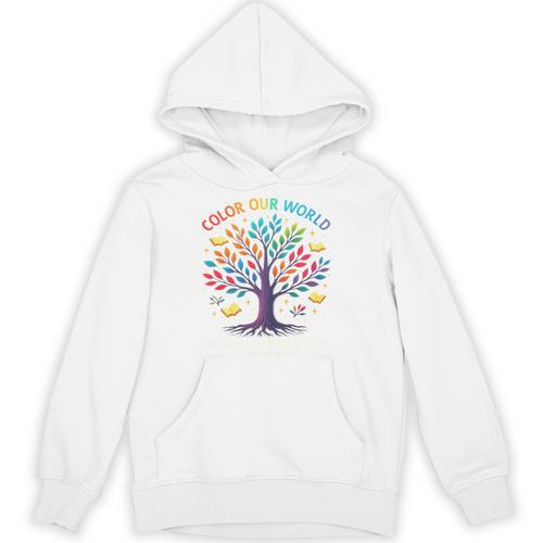 Color Our World Summer Reading Program 2025 Trippy Book Tree Unisex Hoodie - Bookorys