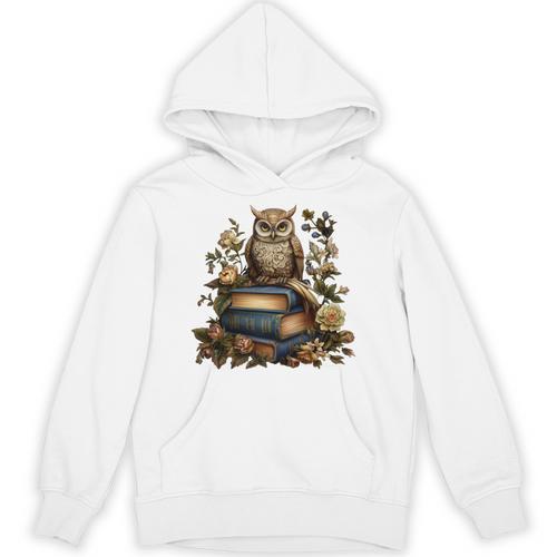 Cottagecore Aesthetic Floral Owl Books Unisex Hoodie - Bookorys