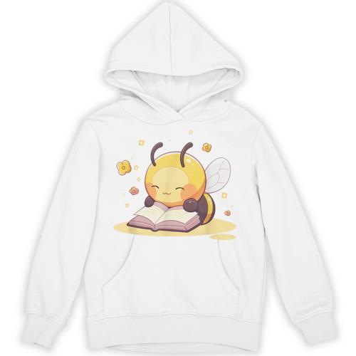Cute Bee Reading Book Teacher Student Reader Graphic For Men Women Kids Unisex Hoodie - Bookorys AU