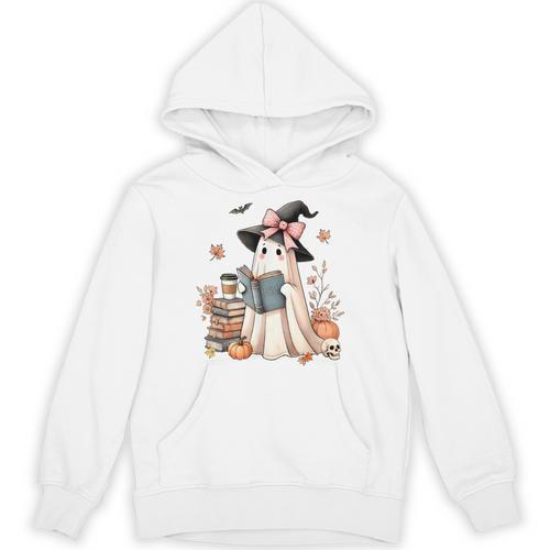 Cute Ghost Reading Book Librarian Book Lover Unisex Hoodie - Bookorys