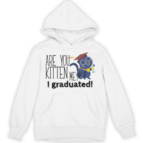 Cute Graduation Cat Masters High School T-Shirt For Men Women Kids Unisex Hoodie - Best Gift Smart