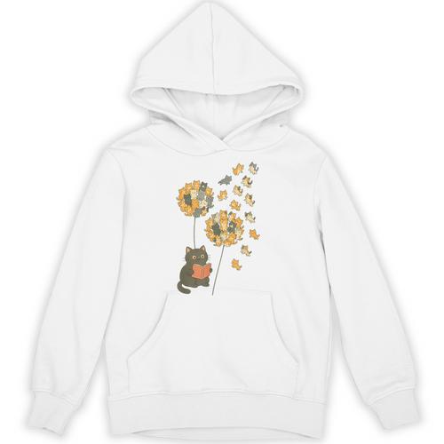 Cute Reading Cat With Kitten Dandelion Flowers Book Lover Unisex Hoodie - Bookorys CA
