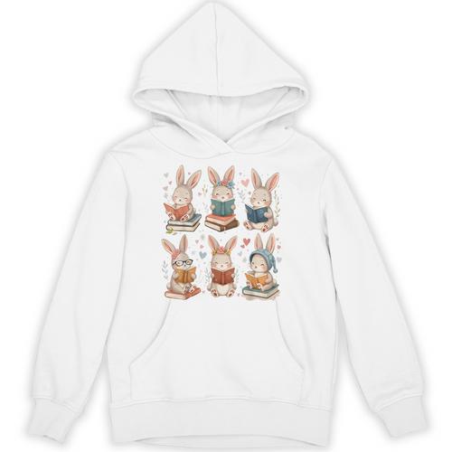 Cute Teacher Bunny Rabbit Reading Easter Bunnies Book Lovers Unisex Hoodie - Bookorys