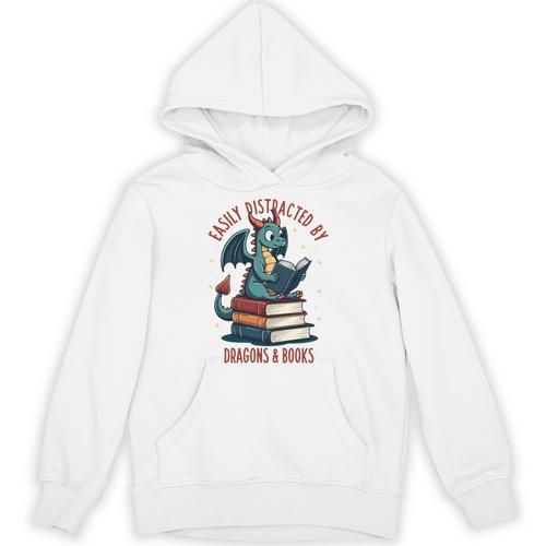 Dark Romance Romantasy Easily Distracted By Dragons & Books Unisex Hoodie - Bookorys CA