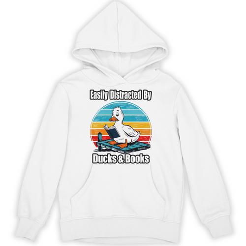 Ducks Books Lover Easily Distracted By Ducks & Books Unisex Hoodie - Bookorys