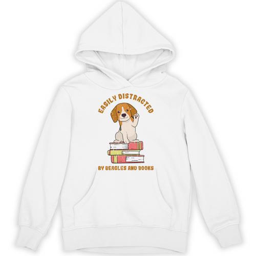 Easily Distracted By Beagles And Books Beagle Dog Unisex Hoodie - Bookorys DE