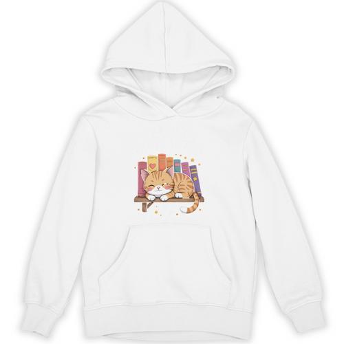 Easily Distracted By Cats And Books Cute Cat Sleeping Girls Unisex Hoodie - Bookorys