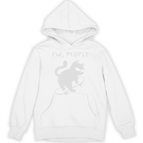 Ew People Cat Skateboard Introvert Sarcastic Humor Unisex Hoodie - Raresse