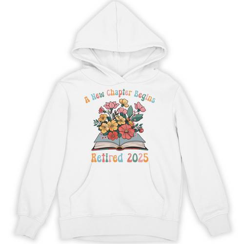 Floral Book Officially Retired 2025 A New Chapter Begins Unisex Hoodie - Bookorys