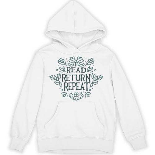 Floral “Read Return Repeat” Book Lovers Readers Librarians Unisex Hoodie - Bookorys