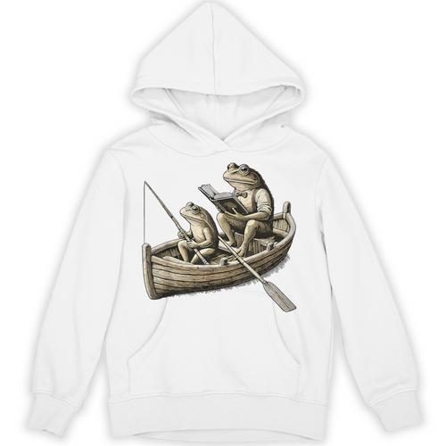 Frog Frogs Fishing & Book Vintage Classic Cottagecore Frog Unisex Hoodie - Bookorys DE