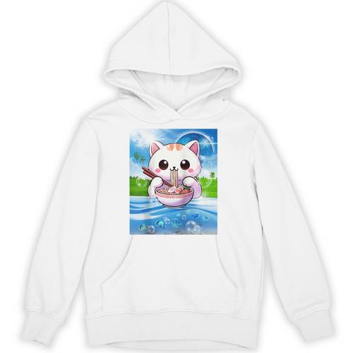 Frutiger Aero Aesthetic Tech Kawaii Ramen Cat Fishes Raglan Baseball Tee Unisex Hoodie - Figerry