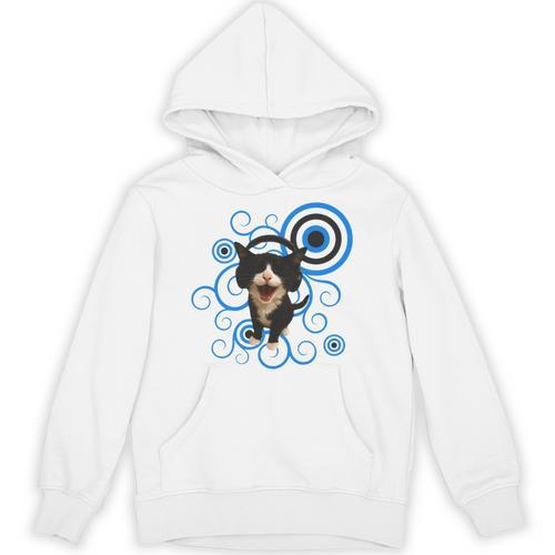 Frutiger Aero Cat Meme Headphone Kitty Cat Lover Unisex Hoodie - Figerry