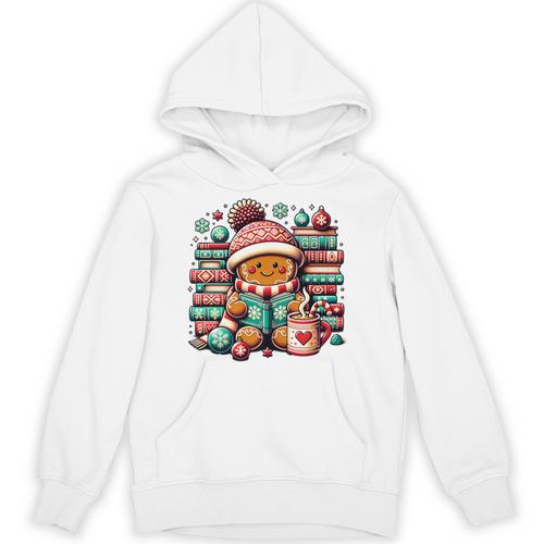 Gingerbread Reading Book Lovers Christmas Bookworm Librarian Premium Unisex Hoodie - Bookorys