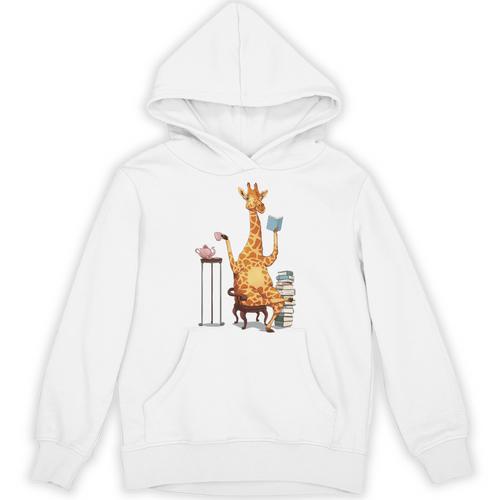 Giraffe Reading Tea Books Coffee Book Lover Graphic Unisex Hoodie - Bookorys DE