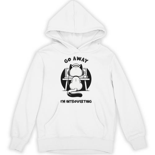 Go Away I'm Introverting Cat With Coffee Unisex Hoodie - Raresse