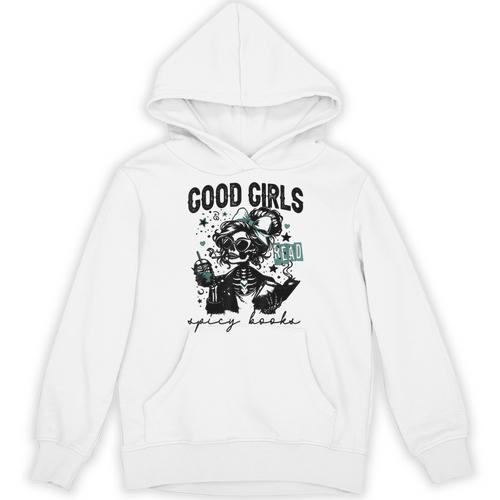 Good Girls Read Spicy Skeleton Book Club Unisex Hoodie - Bookorys