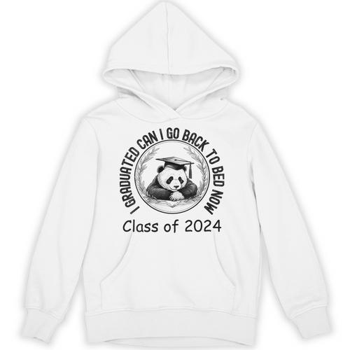 I Graduated Can I Go Back To Bed Now 2024 Graduation Panda Unisex Hoodie - Best Gift Smart