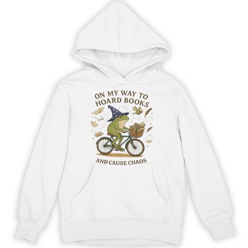 On My Way To Hoard Frog Books And Cause Cottagecore Chaos Unisex Hoodie - Bookorys