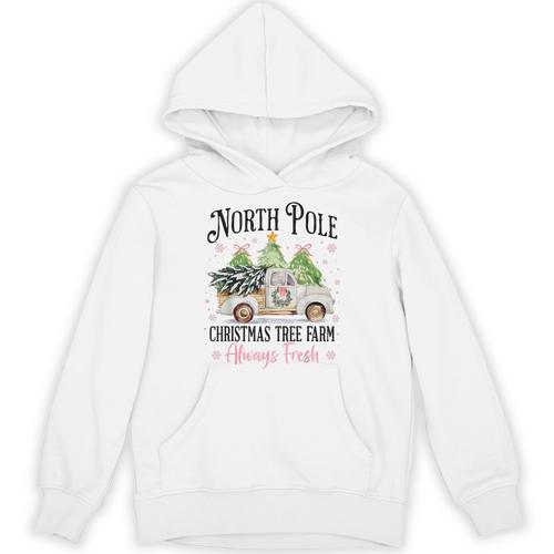 Holiday Scene Nostalgia North Pole Tree Farm Merry Christmas Unisex Hoodie - Figerry