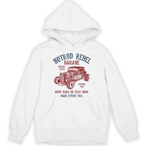 Hotrod Rebel Automotive Nostalgia Old Car Distressed Unisex Hoodie - Figerry