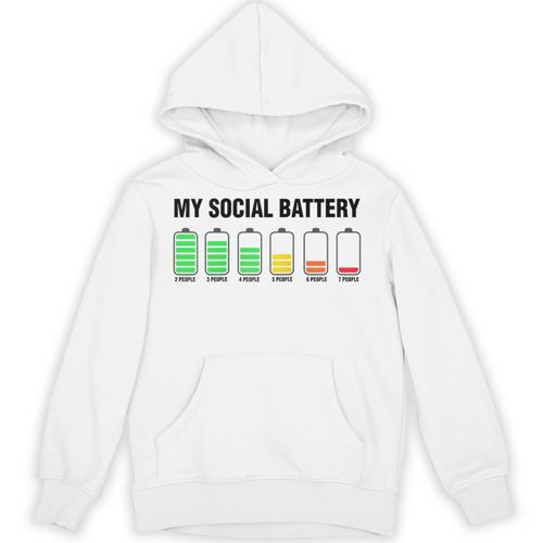 Introvert Cute My Social Battery Raglan Baseball Tee Unisex Hoodie - Raresse