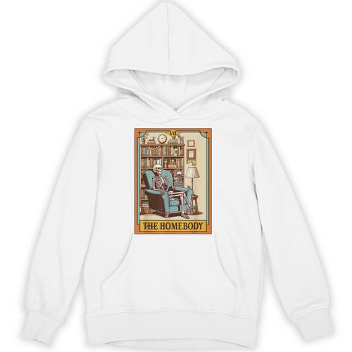 Introvert Homebody Awkward Skeleton The Homebody Tarot Card Unisex Hoodie - Raresse