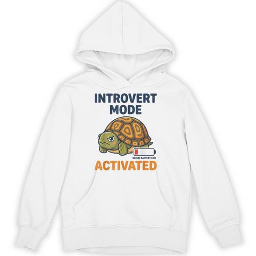 Introvert Mode Activated Low Social Battery Box Turtle Unisex Hoodie - Raresse