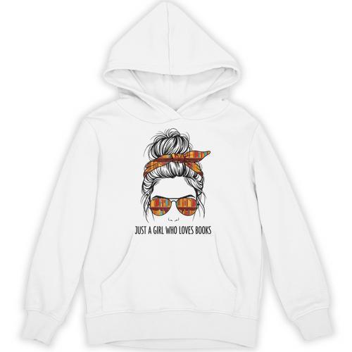Just a Girl Who Loves Books Pajamas Shirt Reading Book Lover Unisex Hoodie - Bookorys DE
