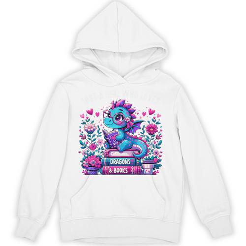 Just A Girl Who Loves Dragons And Books Cute Dragon Reading Premium Tri-Blend Unisex Hoodie - Bookorys AU