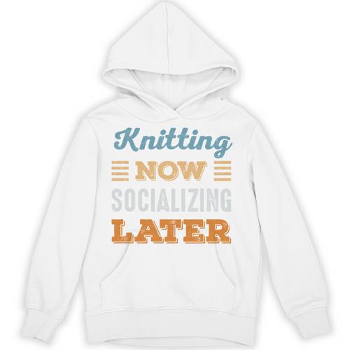 Knitting Now Minimal Socializing Introvert Vintage Unisex Hoodie - Raresse