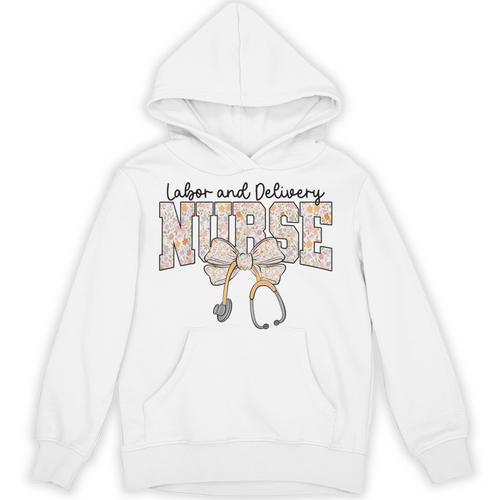 Labor And Delivery Nurse Stethoscope Coquette Bow Graduation Unisex Hoodie - Best Gift Smart