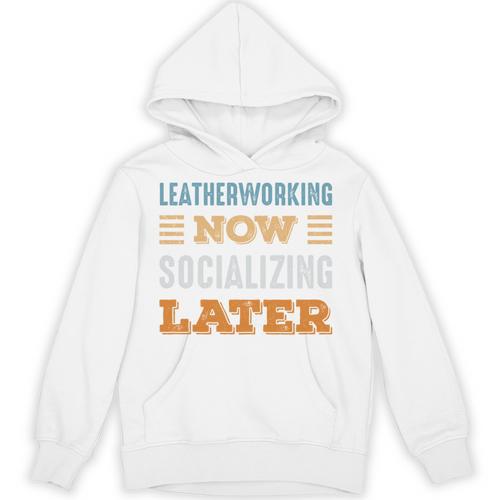 Leatherworking Now Minimal Socializing Introvert Vintage Unisex Hoodie - Raresse